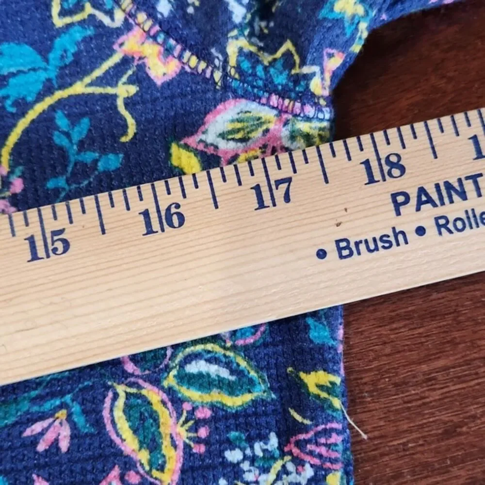 Sundance Floral Thermal Long Sleeve Top, Blue/Pink, Size M - Picture 6 of 7